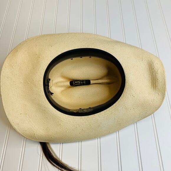 Miller Bros Western Hat Straw Beads Horsehair  Banded Sz 6 7/8 - Picture 7 of 11